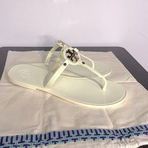Tory Burch Mini Miller Flat Jelly Sandal Ivory White Sz 7m New